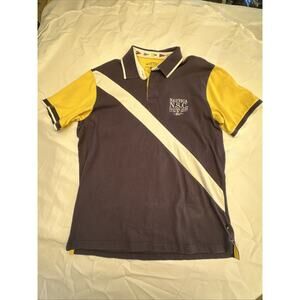 Nautica 1983 Sailing Club Polo Mens Large Yellow Blue Colorblock Preppy Heavy